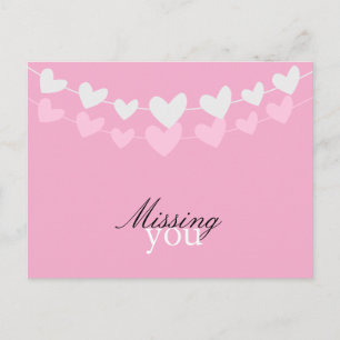 Rosa und Weiße Herzen Vermissen Dich Postkarte