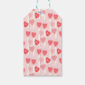 Rosa und weiße Herzen, weiße Streamer Geschenkanhänger (Vorderseite)