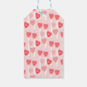 Rosa und weiße Herzen, weiße Streamer Geschenkanhänger (Rückseite)