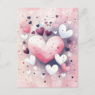 Rosa und weiße Herzen zum Valentinstag gratulieren Postkarte