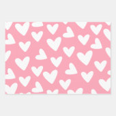 rosa und weiße Herzmuster Geschenkpapier Set (Vorderseite 3)