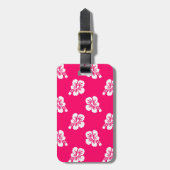 Rosa und weiße Hibisken Blütenblüte Gepäckanhänger (Vorderseite vertikal)