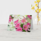 Rosa und weiße Hochzeitsstipps - Mitteilungskarten (Gelbe Blume)