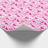 Rosa und weiße Hörer, Vögel, Kupid, Kiss-Liebe Geschenkpapier (Ecke)