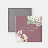 Rosa und weiße Hortensienblüten in Aquarell auf ro Magnet (Vorderseite/Rückseite)