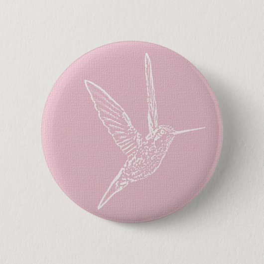 Rosa und Weiße Hummingvogel Button (Vorderseite)