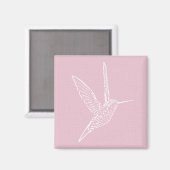 Rosa und Weiße Hummingvogel Magnet (Vorderseite/Rückseite)