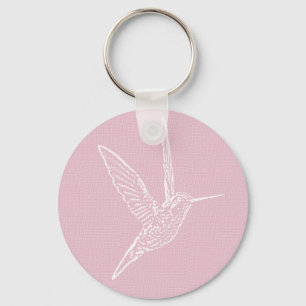 Rosa und Weiße Hummingvogel Schlüsselanhänger