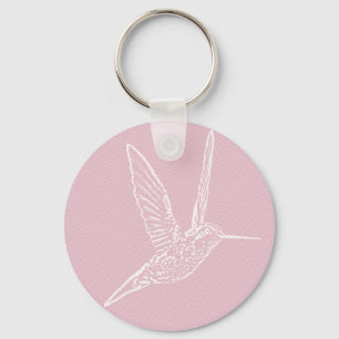 Rosa und Weiße Hummingvogel Schlüsselanhänger