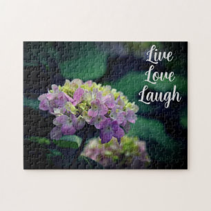 Rosa und weiße Hydrangea-Blume Motivierend Puzzle