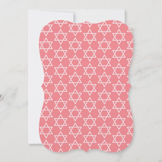 Rosa und weiße jüdische Stern von David Bat Mitzva Einladung (Rückseite)