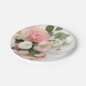 Rosa und weiße Kamelien Pappteller (Schrägansicht)