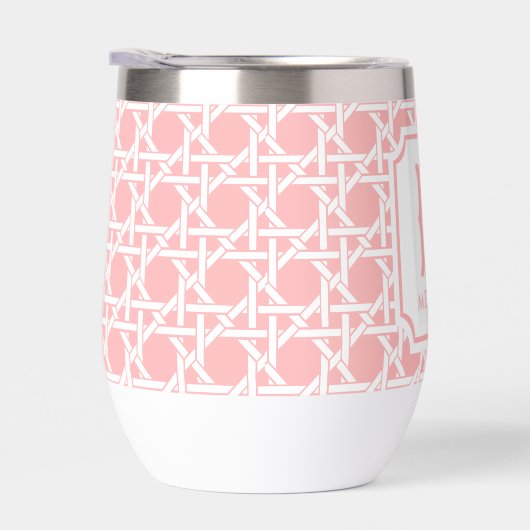 Rosa und Weiße Kanne | Rattan | Monogramm (Rechts)