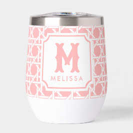 Rosa und Weiße Kanne | Rattan | Monogramm