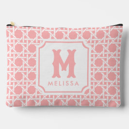 Rosa und Weiße Kanne | Rattan | Monogramm Zubehörtasche