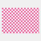 Rosa und weiße karierte Drucke Geschenkpapier Set (Vorderseite 2)