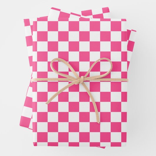 Rosa und weiße karierte Drucke Geschenkpapier Set (Beispiel)