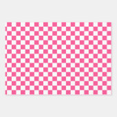 Rosa und weiße karierte Drucke Geschenkpapier Set (Vorderseite)