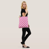Rosa und weiße karierte Drucke Tasche (Am Model)