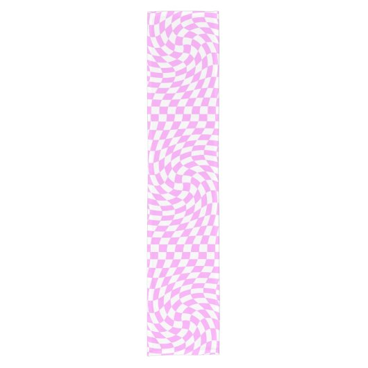 Rosa und weiße Karos Gestaltungsmuster Kurzer Tischläufer (Vorderseite)