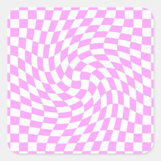 Rosa und weiße Karos Gestaltungsmuster Quadratischer Aufkleber (Vorderseite)