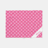 Rosa und weiße Katzenpasten mit Individuelle Name Fleecedecke (Vorderseite (Horizontal))