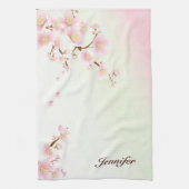Rosa und weiße Kirschblossom Natrongramm Geschirrtuch (Vertikal)