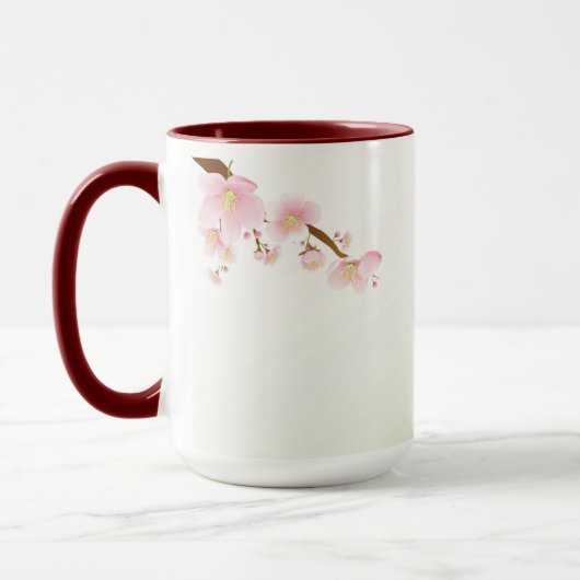 Rosa und weiße Kirschblossom Natrongramm Tasse (Links)