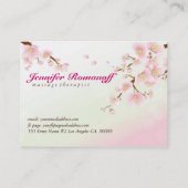 Rosa und weiße Kirschblüte Naturschönheiten Wellne Visitenkarte (Rückseite)