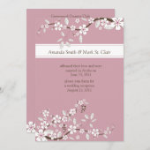 Rosa und weiße Kirschblüten nach Hochzeit Einladung (Vorne/Hinten)