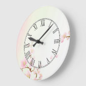 Rosa und weiße Kirschblüten-Natur-römische Ziffer Große Wanduhr (Winkel)
