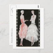 Rosa und weiße Kleider der 20er Jahre Postkarte (Vorne/Hinten)