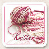 Rosa und weiße Knitter Untersetzer (Vorderseite)
