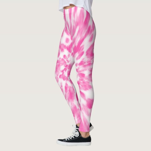 Rosa und weiße Krawatte Leggings (Links)