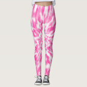 Rosa und weiße Krawatte Leggings (Vorderseite)