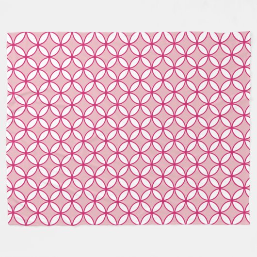 Rosa und weiße Kreise Blätter, Diamantmuster Fleecedecke (Vorderseite (Horizontal))
