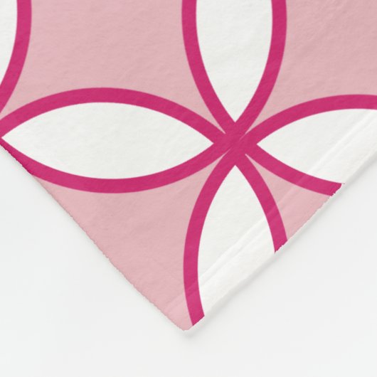 Rosa und weiße Kreise Blätter, Diamantmuster Fleecedecke (Ecke)