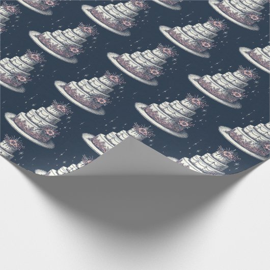 Rosa und weiße Kuchen Geschenkpapier (Ecke)