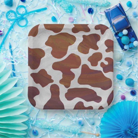 rosa und weiße Kuh-Muster Pappteller (Party)