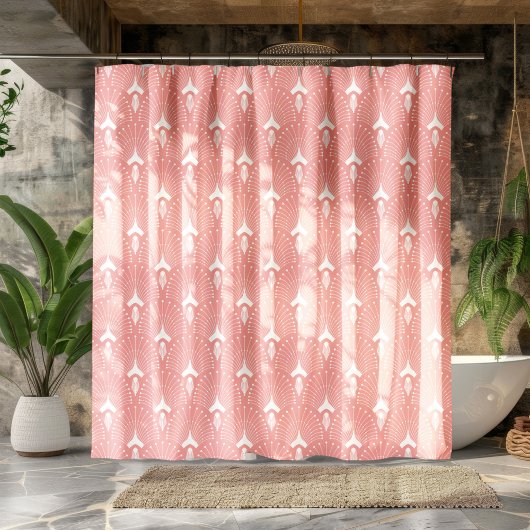 Rosa und weiße Kunst-Deko-Muster Duschvorhang