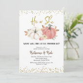 Rosa und weiße Kürbisfallen Party Einladung (Stehend Vorderseite)