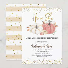 Rosa und weiße Kürbisfallen Party Einladung