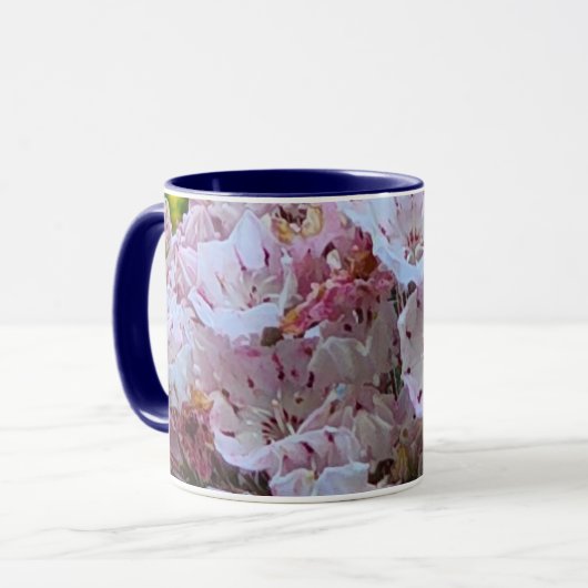 Rosa und weiße Laurel Blume Tasse (Vorderseite Links)