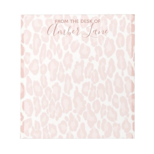 Rosa und weiße Leoparden mit Namen Notizblock (Vorderseite)