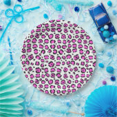 Rosa und weiße Leoparden Pappteller (Party)