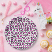 Rosa und weiße Leoparden Pappteller (Party)