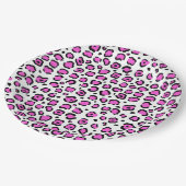 Rosa und weiße Leoparden Pappteller (Schrägansicht)
