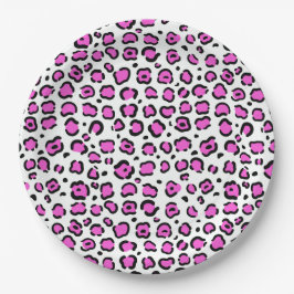 Rosa und weiße Leoparden Pappteller