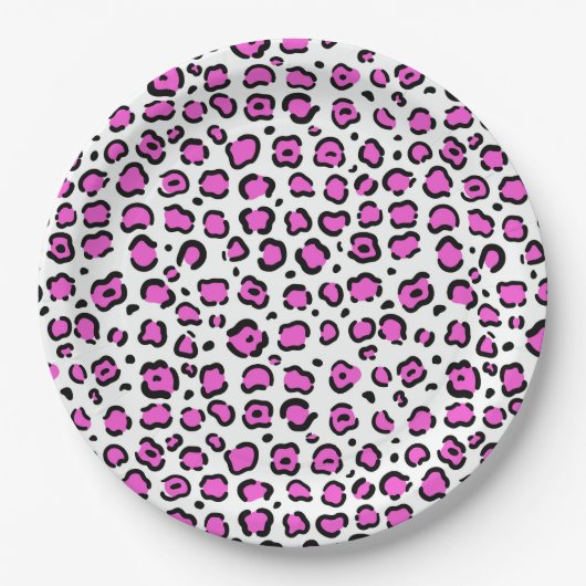 Rosa und weiße Leoparden Pappteller (Vorderseite)