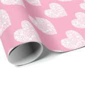 Rosa und weiße Liebe Herz Valentinstag Geschenkpapier (Rolleneckpunkt)